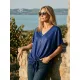 JULINE női tunika kötős aljú V-nyakú elegáns fazon,L-XL,CURVE Kollekció