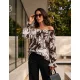 Fanny női tunika, váll nélküli, fodros ujjú, gumis aljú tunika, mintás,S,Tara x Viktori, Curve Fashion