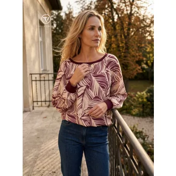   MAGDALÉNA női felső – csónaknyakú, gumis aljú, bővebb fazon,M,mintás,CURVE Kollekció