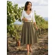 SALANDRA női szoknya – öves, A-vonalú midi fazon,khaki,one size