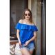 DOTTY Ruffled off-the-shoulder oversized tie-front tunic (royal blue)