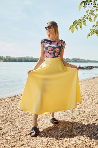 FEMME A-vonalú hosszú sárga szoknya - TARA Collection