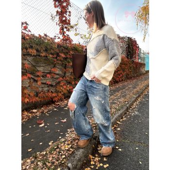 Csillogós kötött pulóver gyapjúval