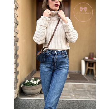 Aléna bézs kötött pulóver