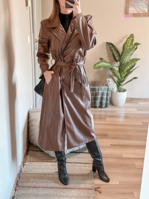 Evita vegánbőr hosszú ballon kabát